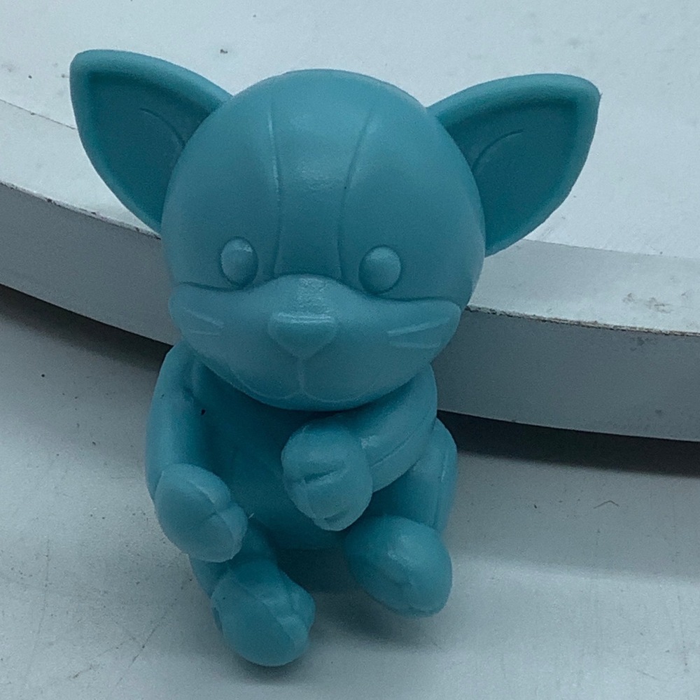 Raising Canes Chicken Fingers Dog Mascot Figurine Teal Blue Plastic Toy 2 Inch